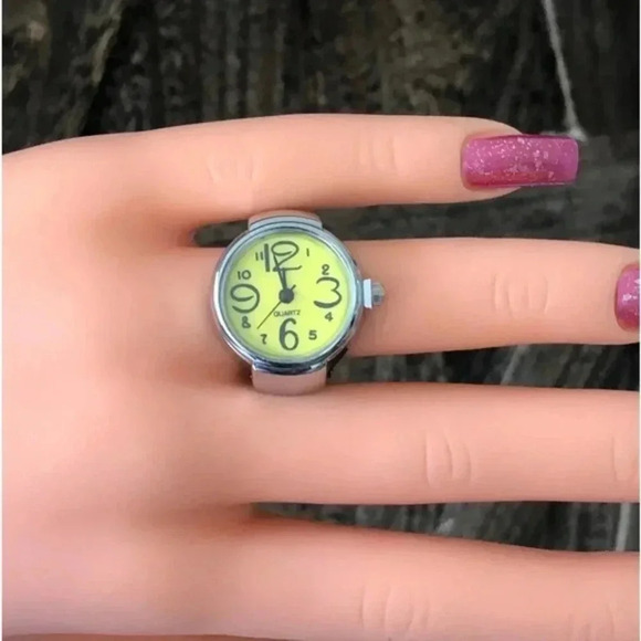 Yellow & Silver Analog Stretch Ring Watch NWT - Picture 2 of 4